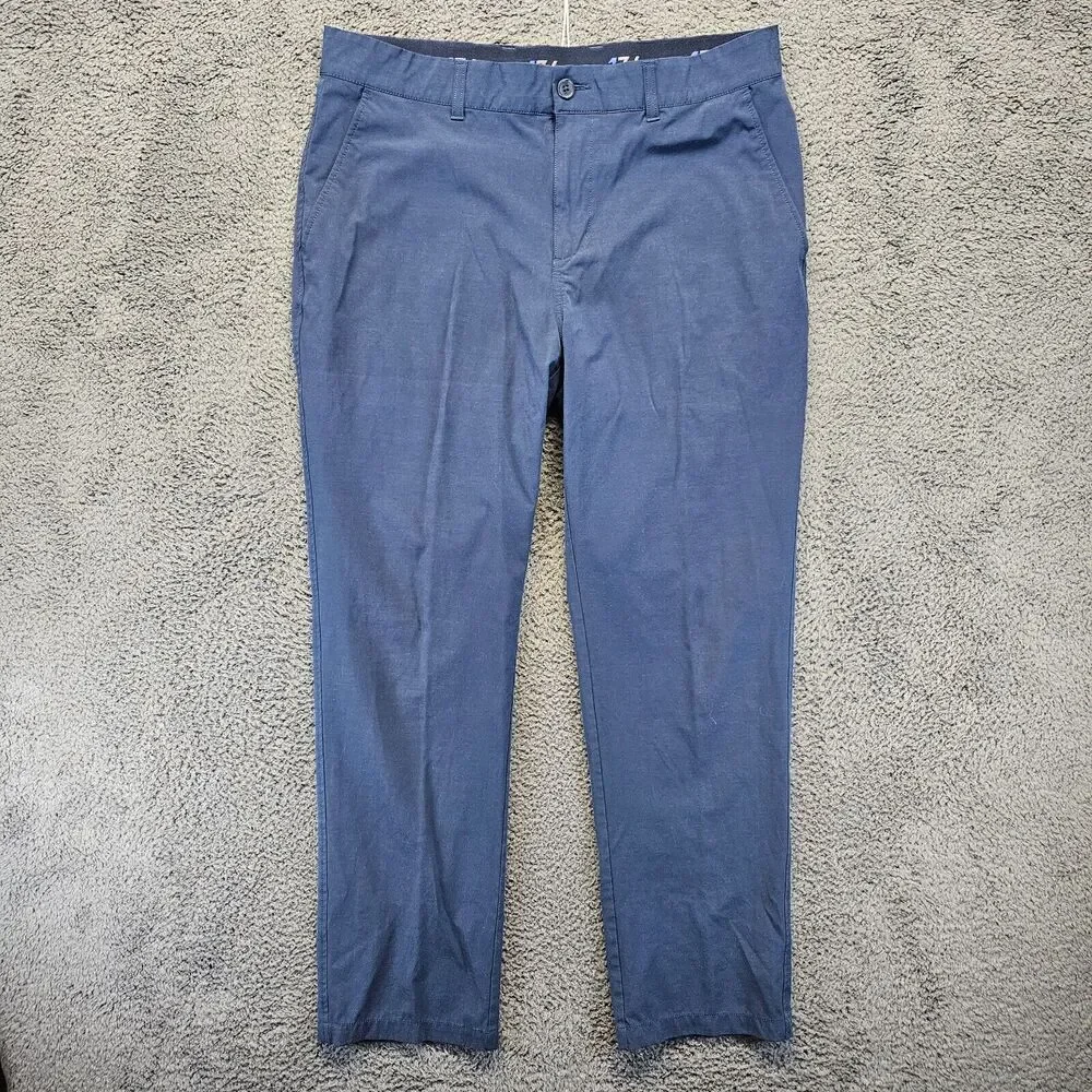 1764 Golf Pants Men Size 36x32 Blue Straight Leg Performance Chino Elastic Waist
